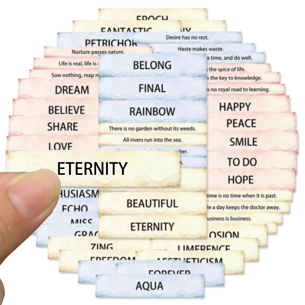 50pcs Retro Diary Word Sticker Creative Minimalism Decal For Diary Fridge Laptop Backpack Envelope Label Magazine Decal Sticker