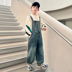 Kids Denim Overalls for Teenager Spring Autumn Jeans Dungarees Girls Pocket Jumpsuit Children Boys Pants for 4 5 7 9 11 13 Years