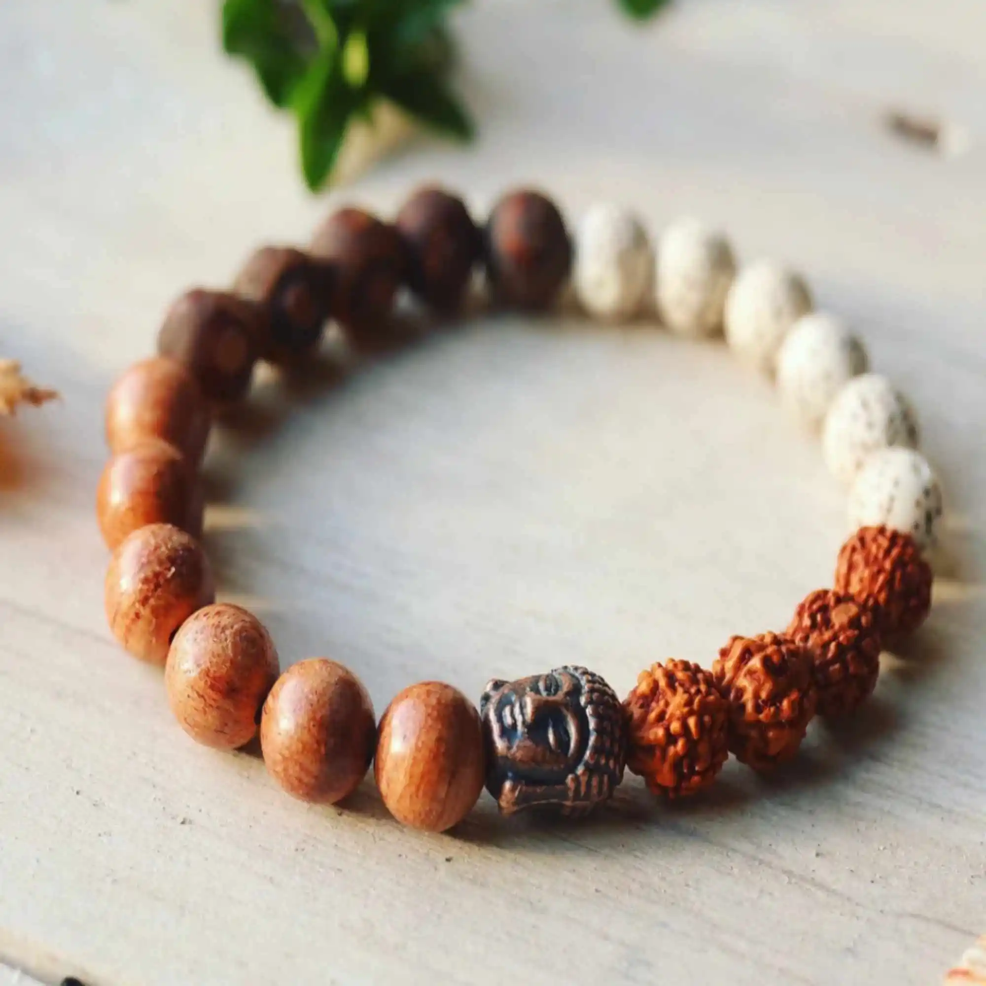 

8mm brown Bodhi Seeds Rudraksha Copper Buddha Rosewood Bracelet Men's Colorful Wrist Spirituality Bohemia Fancy Yoga Lucky