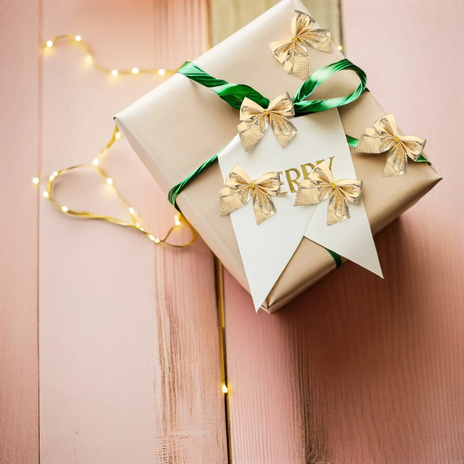 

60Pcs Mini Christmas Bows Flocked Cloth Small Pre-Tied Bows for Wreath Tree Garland Gift Holiday Crafts Bowknot Holiday