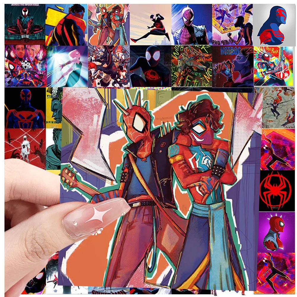 10/20/40/80pcs Disney Spider Man Across The Spider-Verse Stickers Cool Posters Decal Skateboard Notebook Toys Sticker for Kids