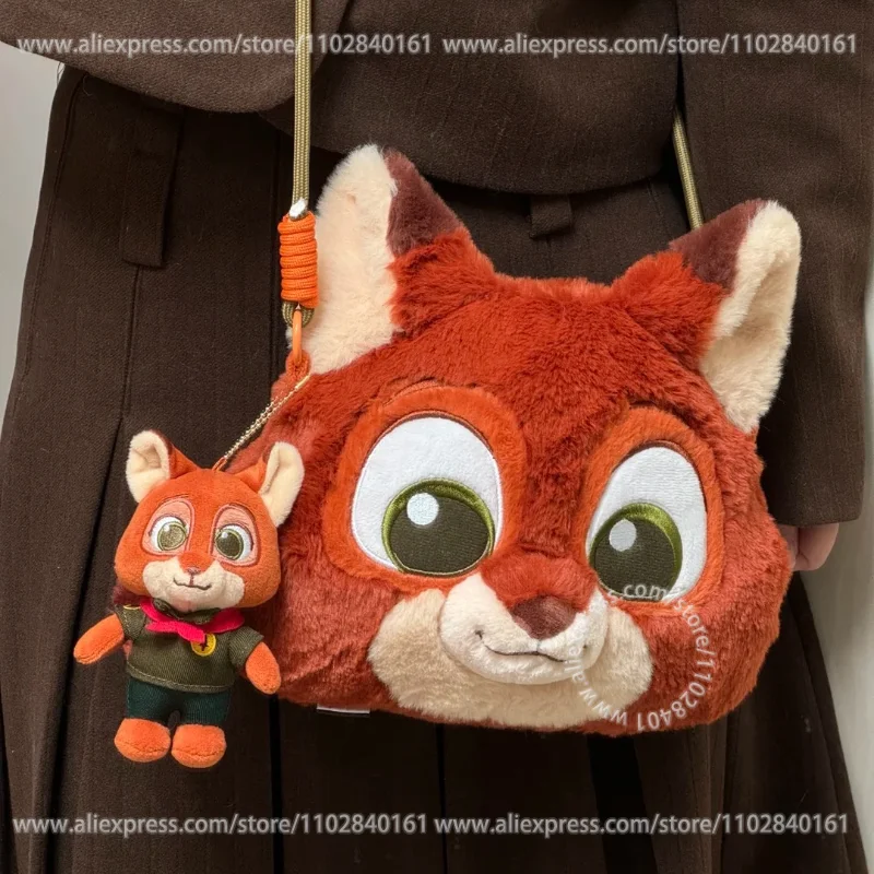 MINISO Crossbody Handbag Disney Zootopia Series Judy Hopps Nick Wild Plush Doll Large Capacity Bag Birthday Gift for Children