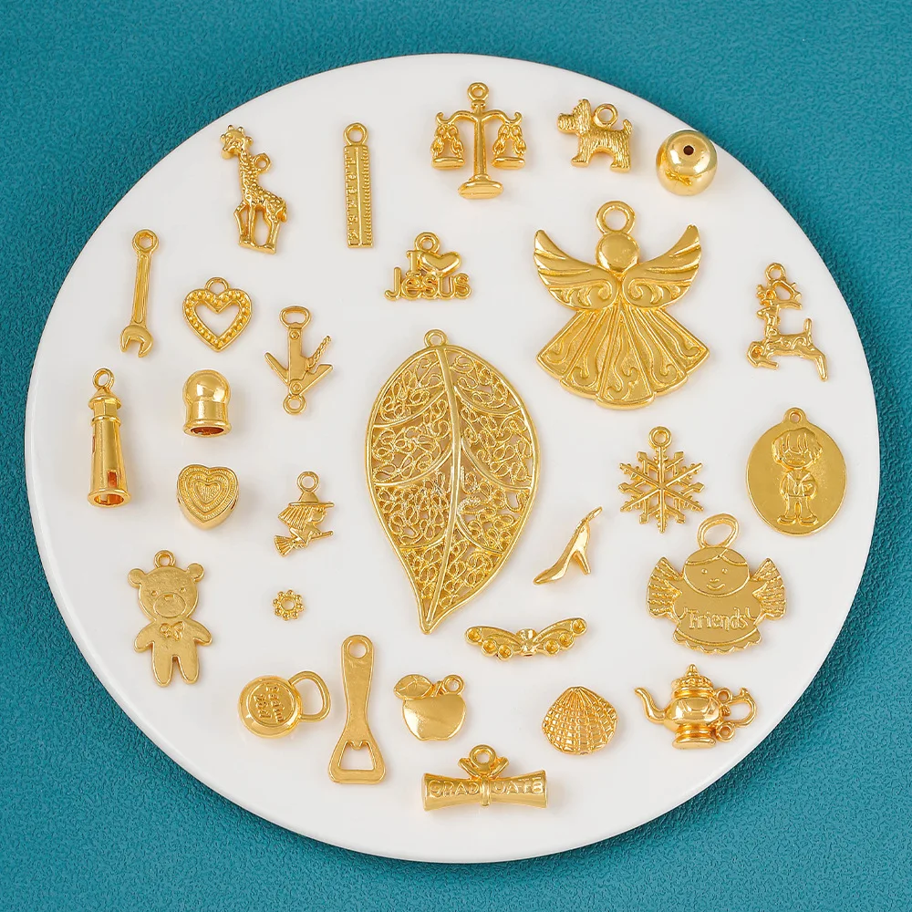 Accessori per gioielli fai-da-te in lega più venduti transfrontalieri, ciondoli in oro brillante, ciondoli per collane, nicchia