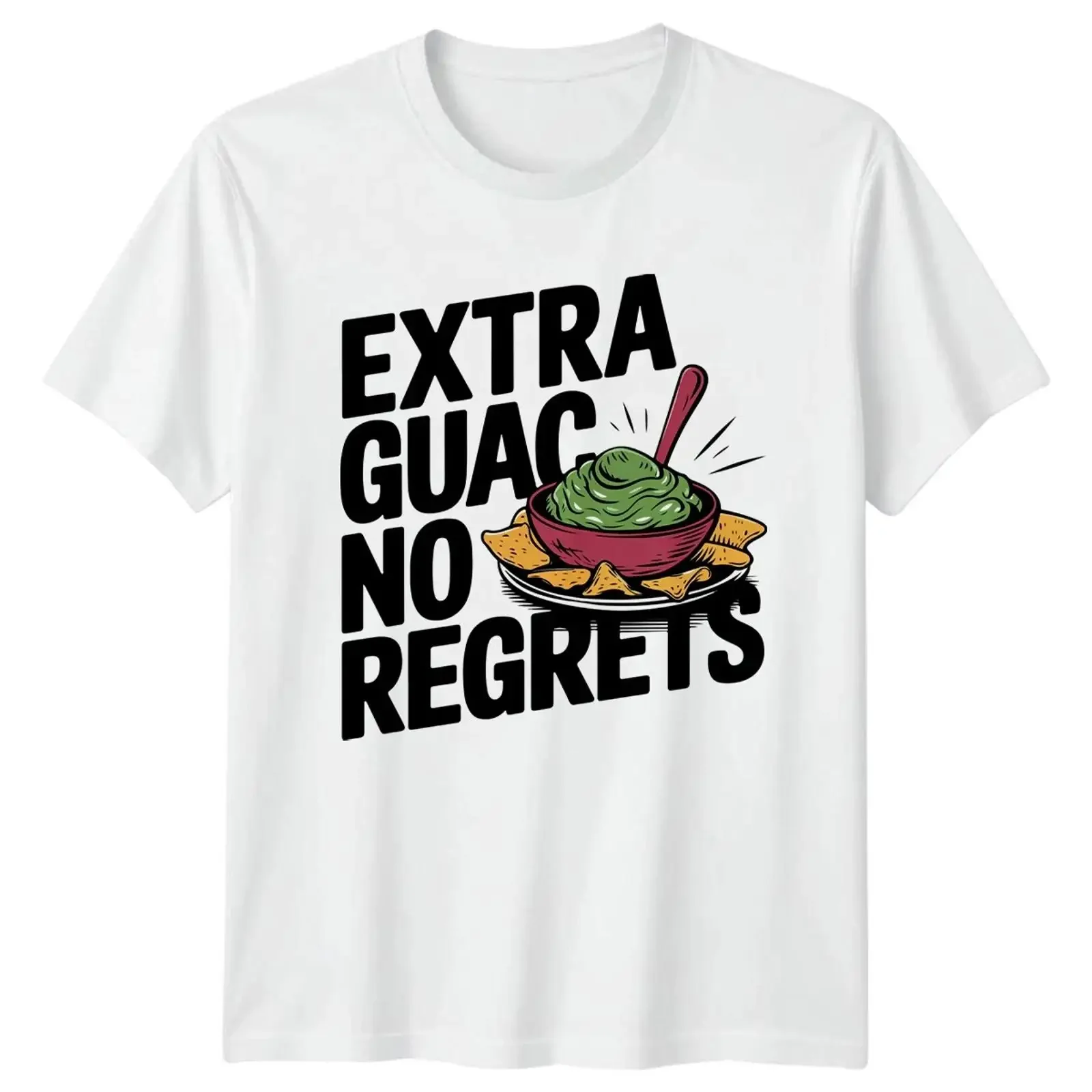 Extra Guac No Regrets T Shirt Mexican Food Avocado Birthday for Him and Her vintage Washed streetwear Breathable homme