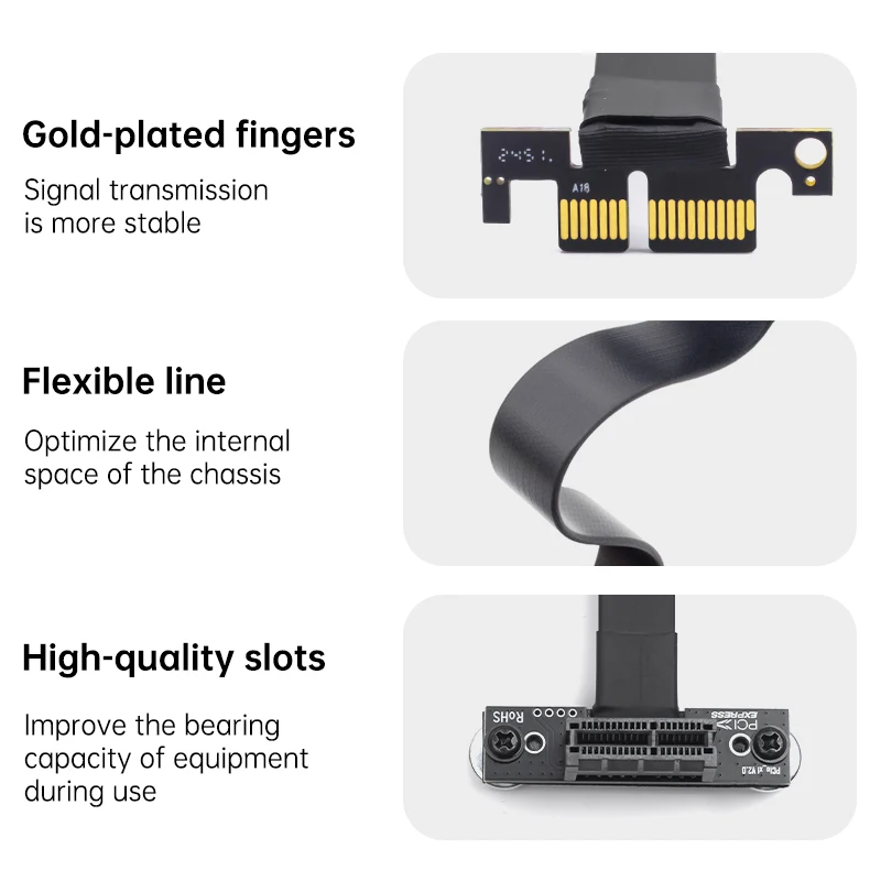 PCIE 3.0 X 1 Extension Cable 90 Degree Right Angle Extension Cable for PCI Express Riser Card Ribbon Extender