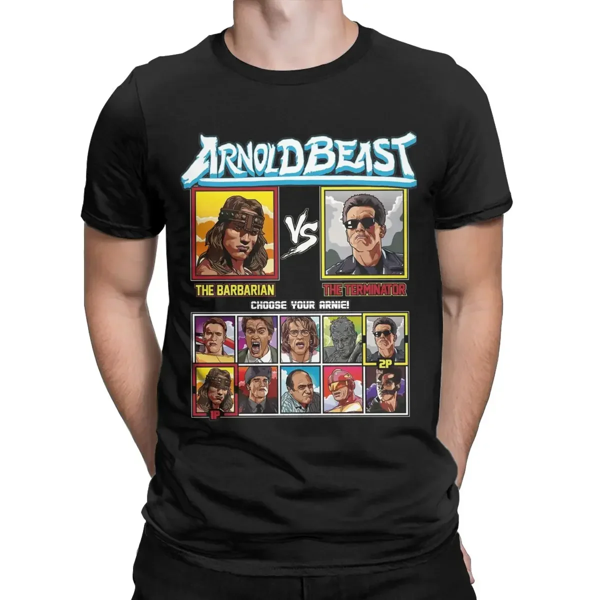 Arnold Schwarzenegger Fighter Arnold Beast T Shirts Men Pure Cotton Funny T-Shirt Crew Neck Tee Shirt Short Sleeve Clothes Gift