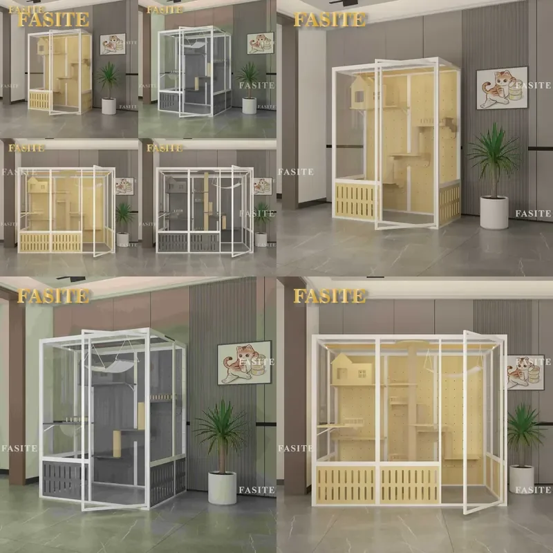 For Cat Villa Large Multi-layer Panoramic Glass House Luxury Indoor Cage Spacious Nest Home Furniture Pet Room