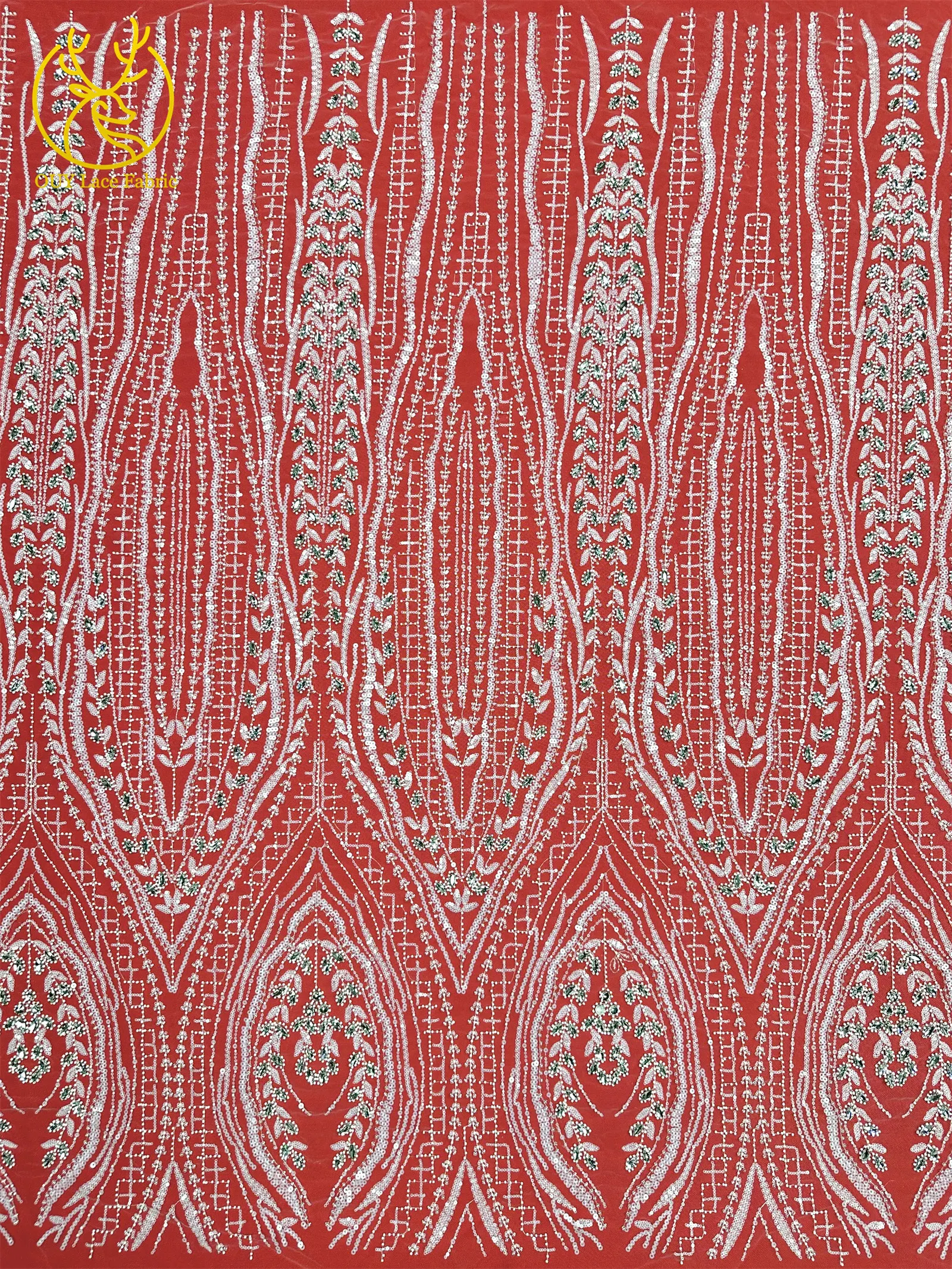 Nigerianisches weißes Hochzeitskleid Tüll-Mesh-Spitzenstoff Hochwertiger französischer Stein-Spitzenstoff Afrikanischer Perlen-Pailletten-Spitzenstoff – Detail 20