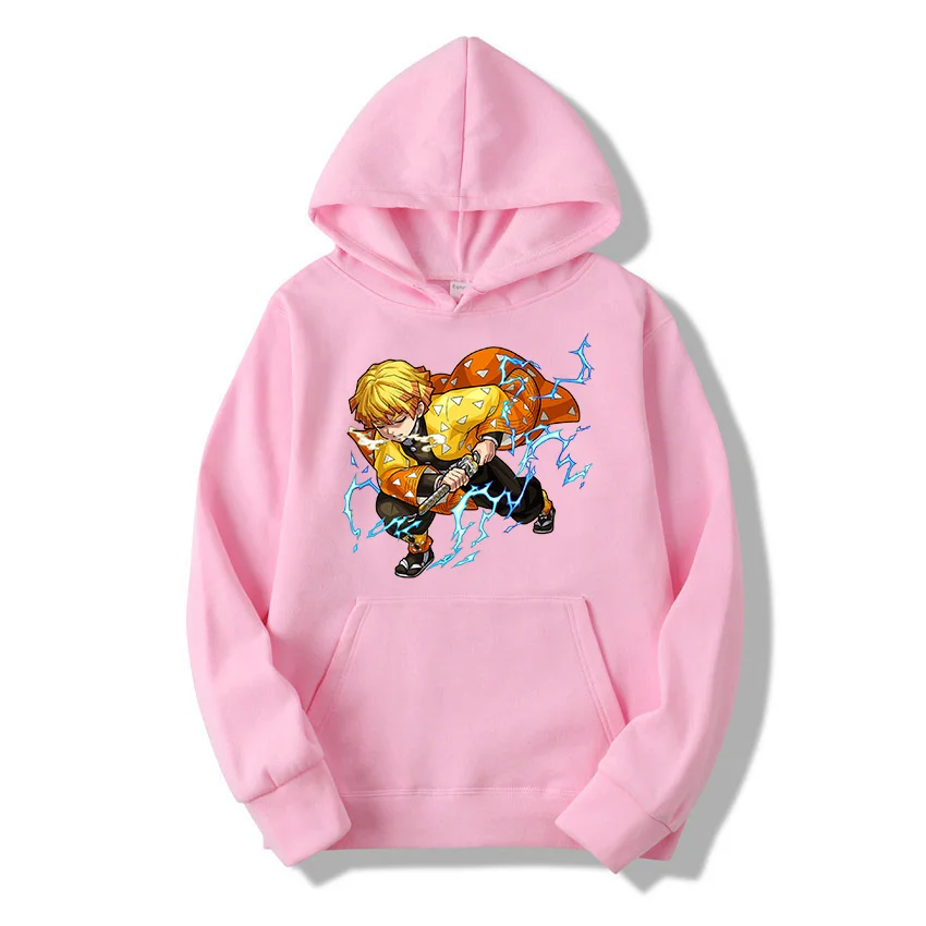 Demon Slayer Agatsuma Zenitsu Japan Anime Printed felpe con cappuccio da donna Plus Size felpe Pullover a maniche lunghe da donna