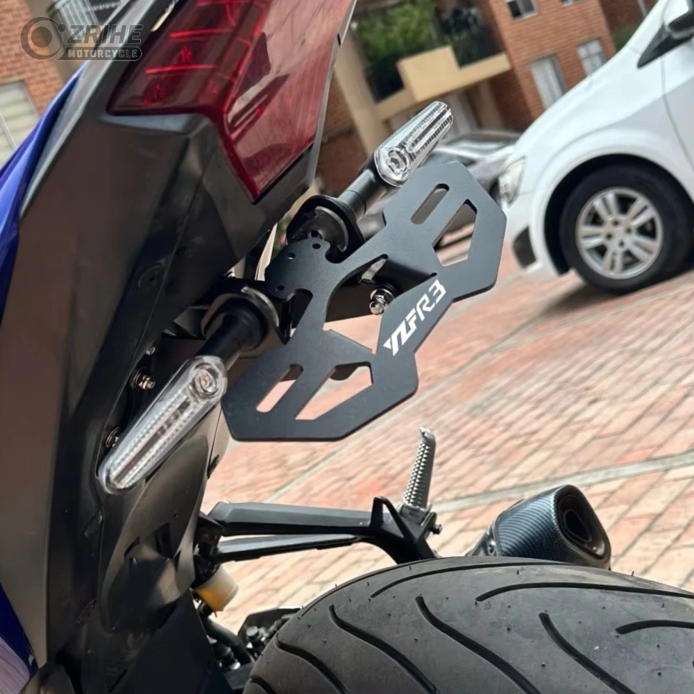 Motorcycle For YAMAHA YZFR3 YZFR25 YZF R3 R25 License Plate Holder 2015-2026 2025 2024 Tail Bracket LED Light Fender Eliminator