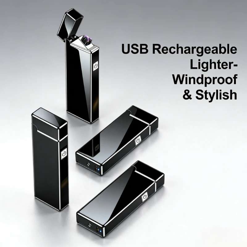 New Electronic Windproof Double Arc Pulse Flameless Lighter | USB Rechargeable, Compact & Durable | Ideal for Cigar
