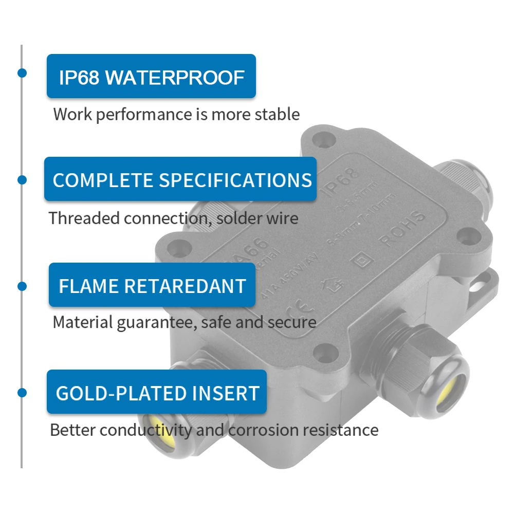 IP68 Outdoor Waterproof Junction Box Black 2/3/4 Way Mini Connector Box With PC Plastic And Terminal Designed For Buried Wiring - Image 3