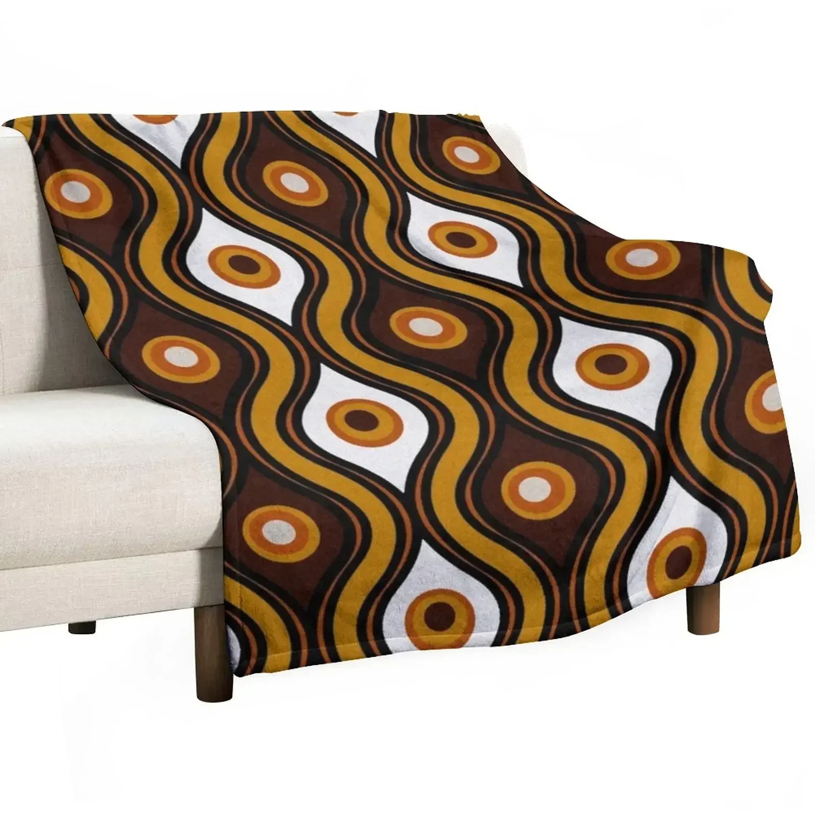 

Retro 1970's Style Seventies Vintage Pattern Throw Blanket for sofa Plaid on the sofa Blankets