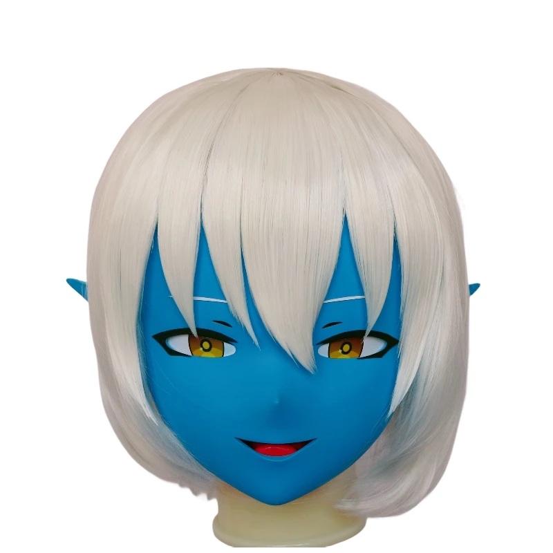 Masque complet en silicone fait à la main avec coque arrière, cosplay anime Kigurumi, L014