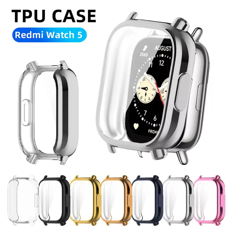 Case for Redmi Watch 5 Screen Protector Case Soft TPU All-Around Protective Bumper Cover for Watch 5 Lite / Active Accessories
