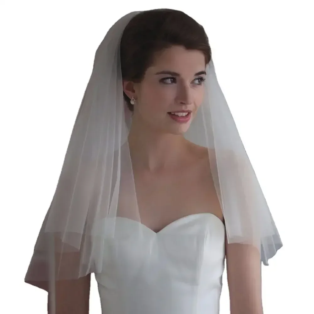 Fashionable White Ivory Short Bridal veils Cheap wedding accessories Velo de novia Casamento Soft Tulle Wedding Veil