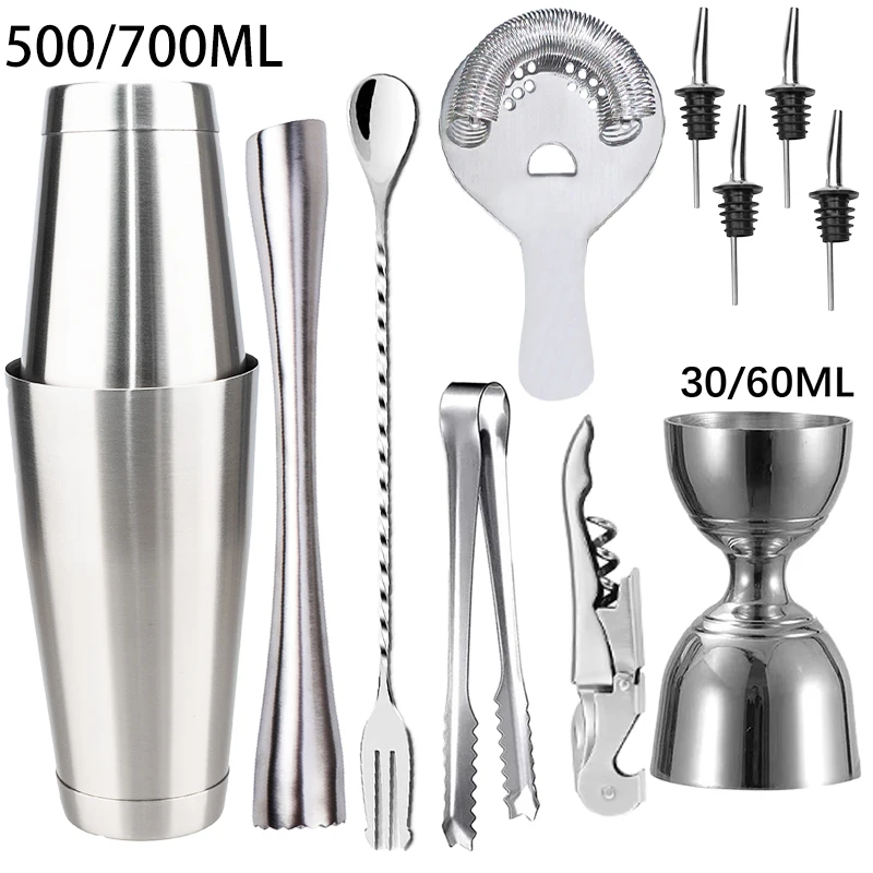 2025 New Professional Boston Stainless Steel Cocktail Shaker Mixer Wine Martini Shaker For Bartender Drink Party Bar Tools Set