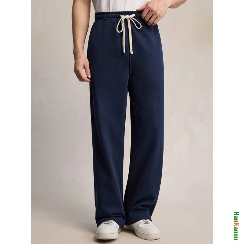 

Autumn/Winter 380g Straight-Leg Sweatpants Heavyweight Loose Fit Straight Casual Sweatpants 85% Cotton Solid Color Elastic Waist