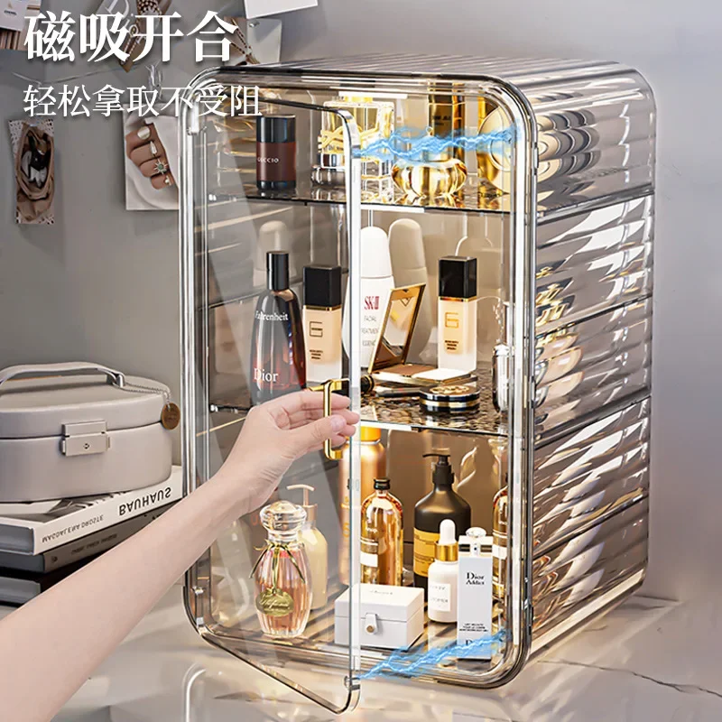 Desktop Storage Box Plastic Transparent Acrylic Cosmetics Rack Skin Care Product Storage Box Cup Holder Dust-proof Finishing