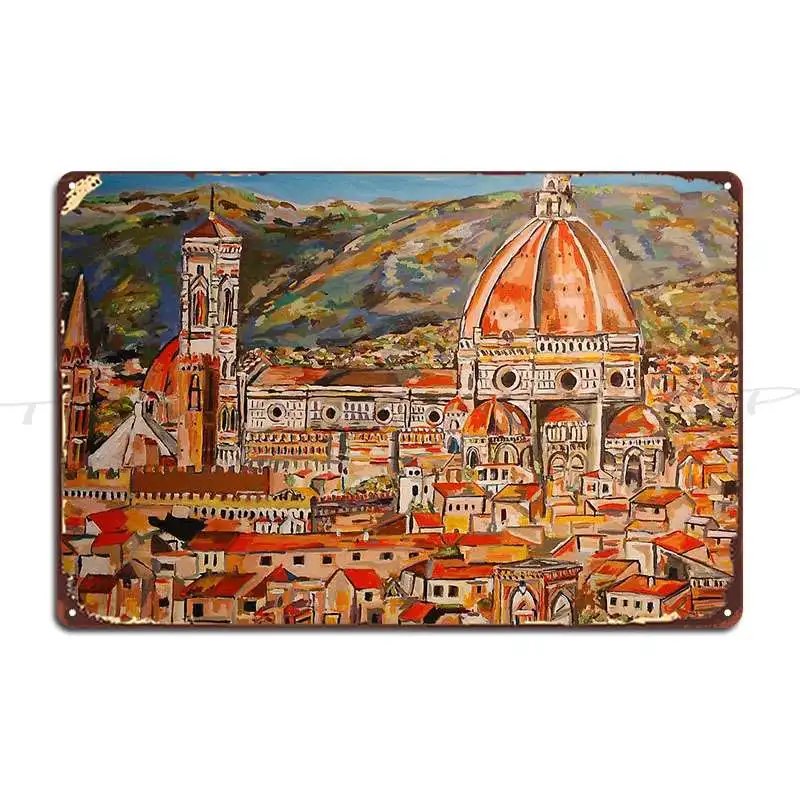 City Of Florence Landscape Metal Plaque Poster Club Wall Decor Rusty Wall Decor Printing Tin Sign Poster