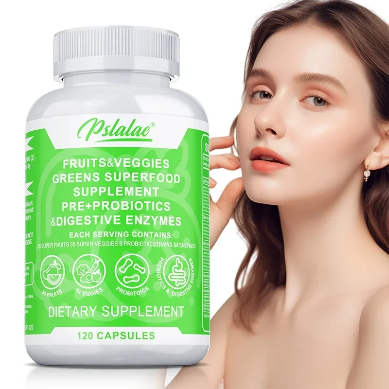 

Фрукты и овощи Зеленые добавки для суперфуда - для здоровья кишечника, улучшения метаболизма и пищеварения, иммунитета - 120 шт.