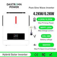 Daxtromn 4.2KW 6.2KW Hybrid Solar Inverter  24VDC 48VDC  Dual MPPT 120A ON Gird Off Gird Pure Sine Wave Solar Charger Controller