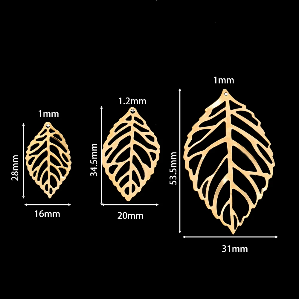 50pcs/Lots 3 Sizes Hollow Leaf Iron Charms Leaf Pendant DIY Jewelry Making Earring Necklace Bracelet Accessories Craft Findings