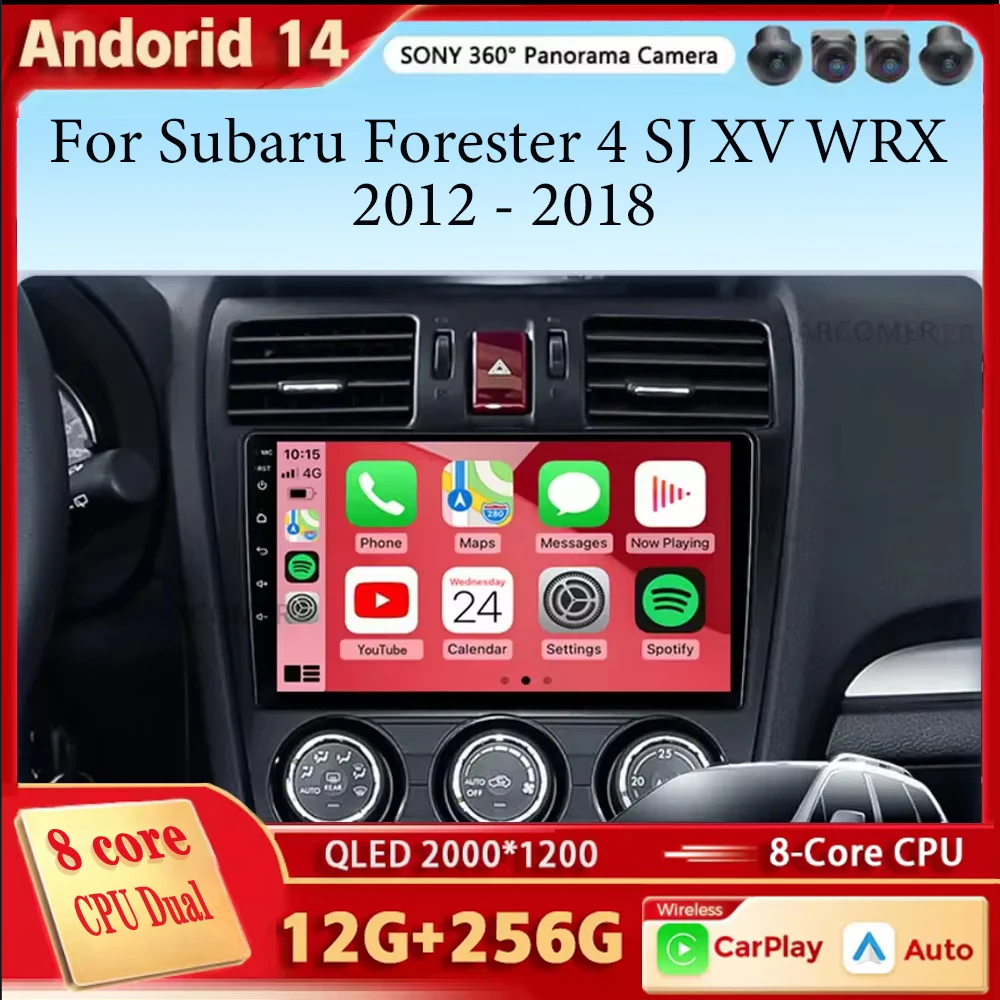 Android 14 Carplay Car Radio Multimedia Player For Subaru Forester 4 SJ XV WRX 2012- 2015 2018 Autoradio GPS Stereo Head Unit