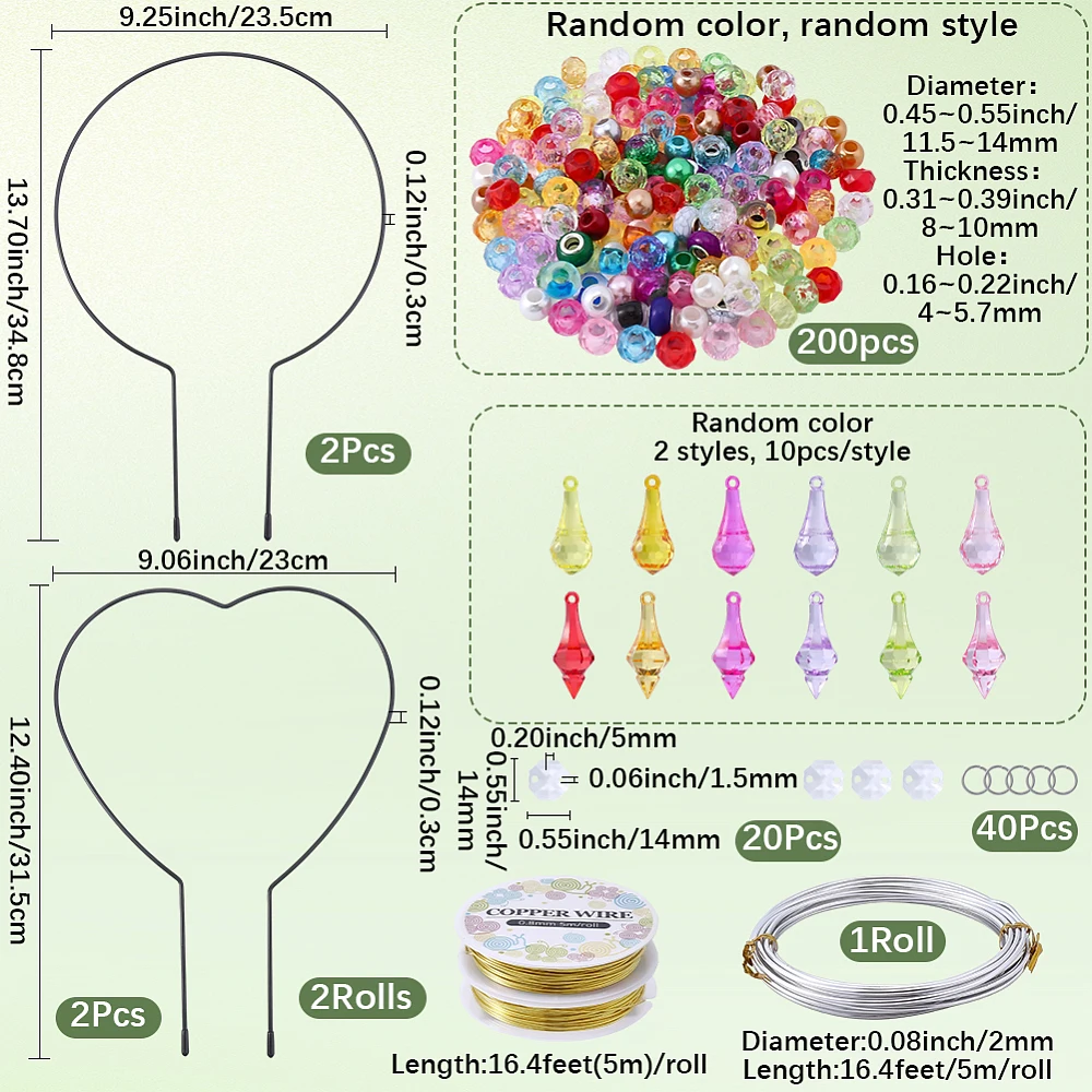 1 Box DIY 4 Sets Beaded Garden Stakes Kit Fairy Wand Garden Stakes Acrylic Large Hole Pony Beads Round Heart Fairy Wand Kit