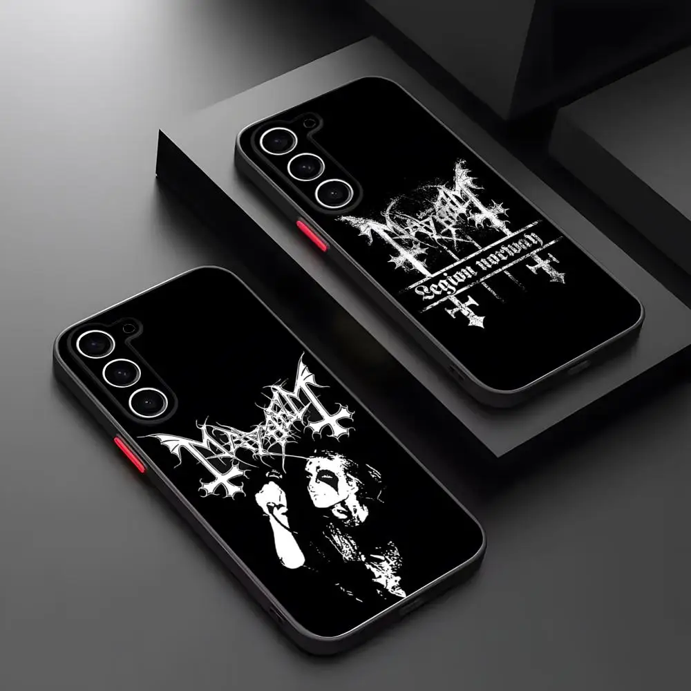 Mayhem Live In Leipzig Burzum funda de teléfono mate transparente para Samsung S21 S22 FE S23 S24 Plus S25 Ultra contraportada