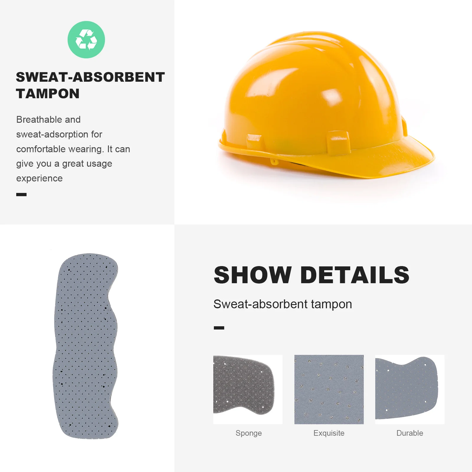 Banda para el sudor para sombrero de seguridad, almohadilla absorbente de sudor reemplazable para forro de casco, accesorio para trabajador, transpirable y cómodo, 6 uds.