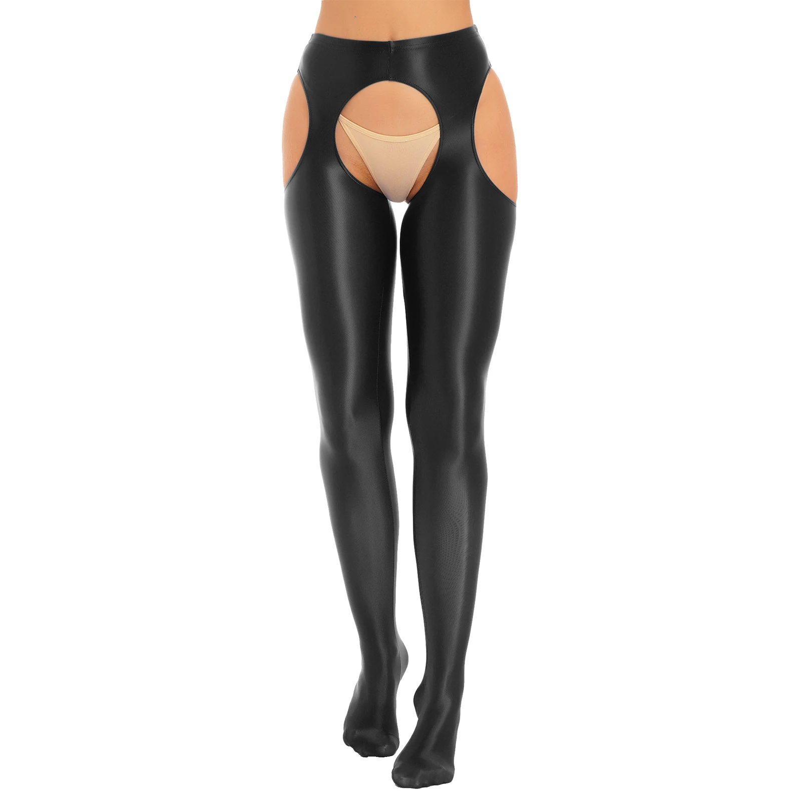 إمرأة أسفل الجوف خارج جوارب طويلة لامعة مفتوحة بعقب Crotchless طماق الملابس الداخلية الجوارب تخزين حزام مطاط بناطيل ضيقة