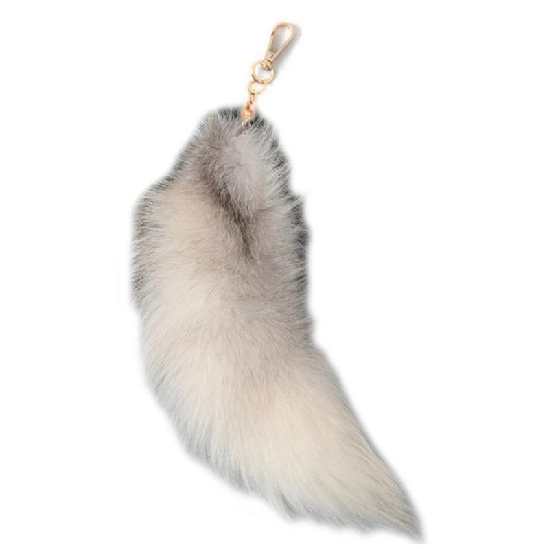 NONE Neue Wolf Fuchsschwanz Pelz Schlüsselanhänger Unisex Anhänger Auto Schlüsselring Halter Nette Schlüssel Ketten 3