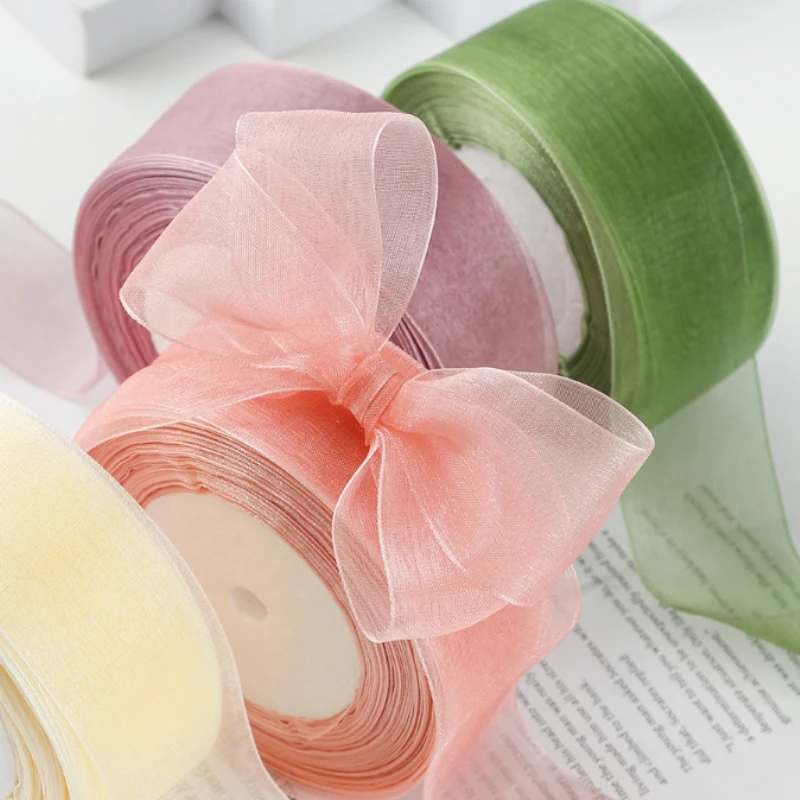 (50yards/roll) 40mm Organza Ribbon DIY Craft Hair Clip Headpiece Butterfly Wedding Ceremony Party Candy Box Decorative Ribbon