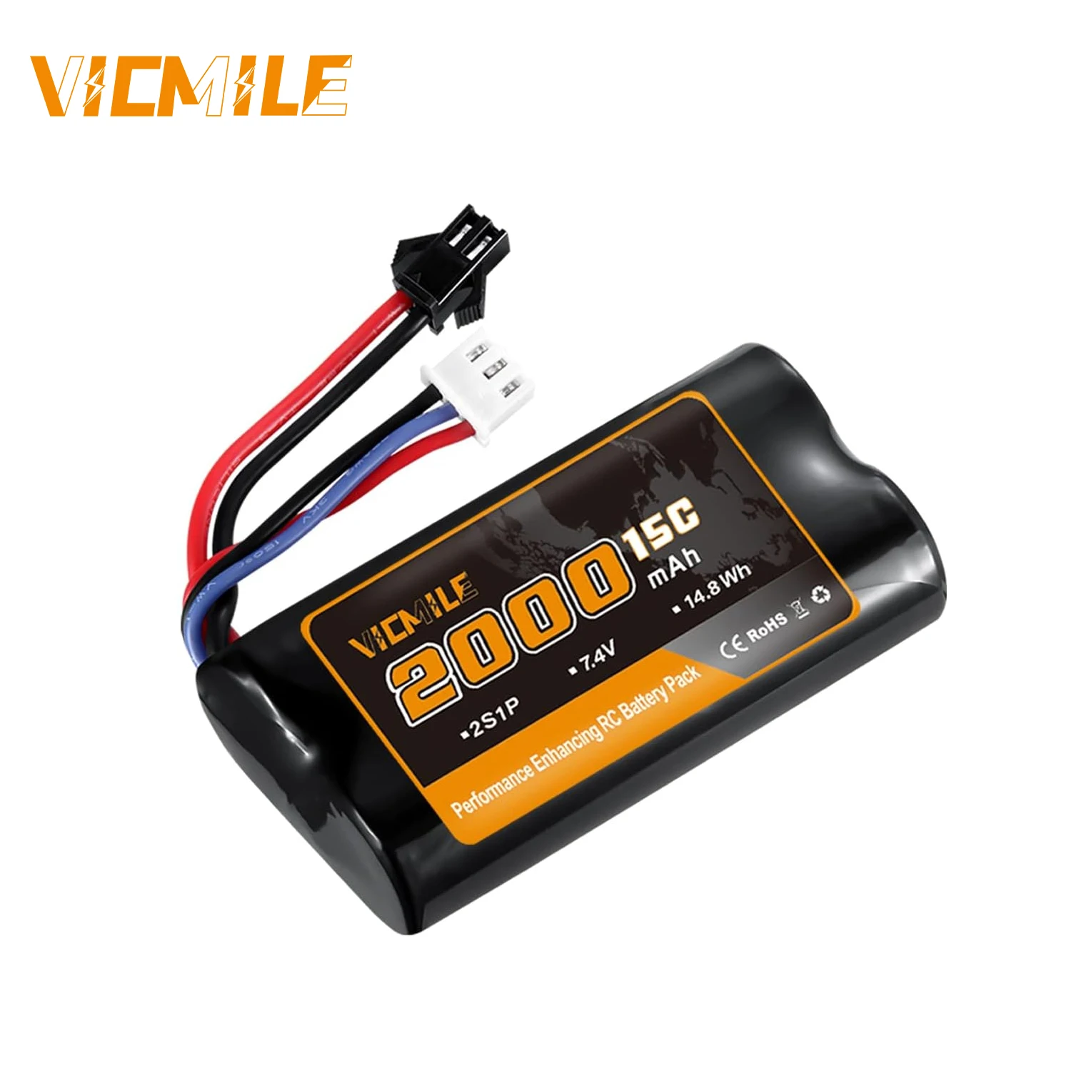 

Литий-ионный аккумулятор VICMILE 7,4 В, 2000 мАч, 2S, с разъемом SM 2P, аккумулятор высокой емкости для радиоуправляемых автомобилей, радиоуправляемых лодок H101