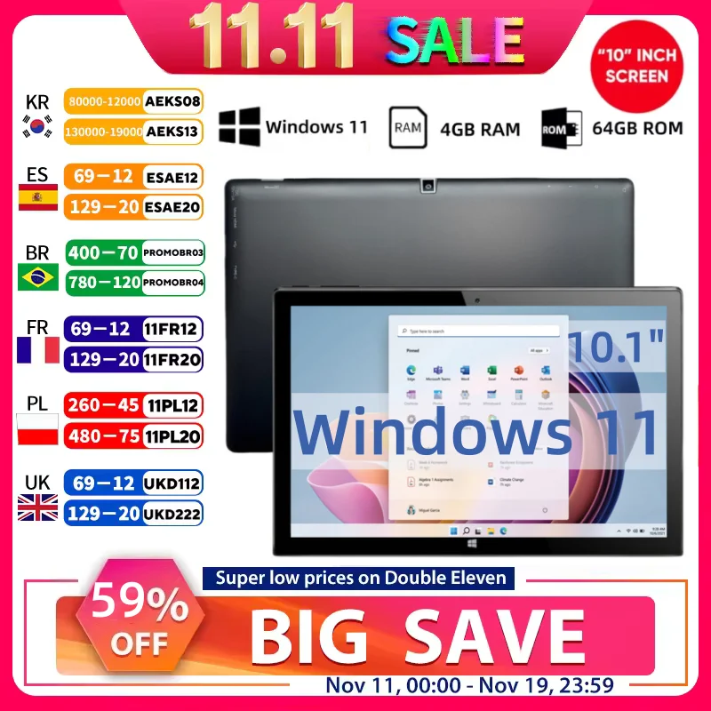 

AR40 4 ГБ ОЗУ 64 ГБ ПЗУ 10,1 дюйма Планшет Intel Atom N3350 64-битный Windows 11 5000 мАч Type-C 1 * USB 3.0 Порт HDMI 1920 x 1200 IPS