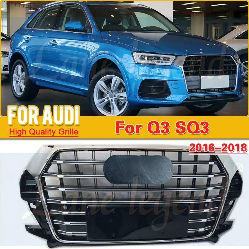 For Audi Q3 2016 2017 2018 (Refit for SQ3 Style) Front Grille Ventilation Net High-end Upgrade Front Bumper Hood Cover