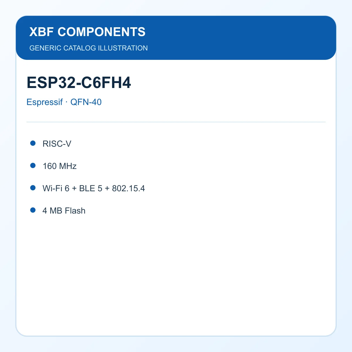 Espressif ESP32-C6FH4 Microcontroller IC RISC-V, 160 MHz, Wi-Fi 6 + BLE 5 + 802.15.4, 4 MB Flash QFN-40