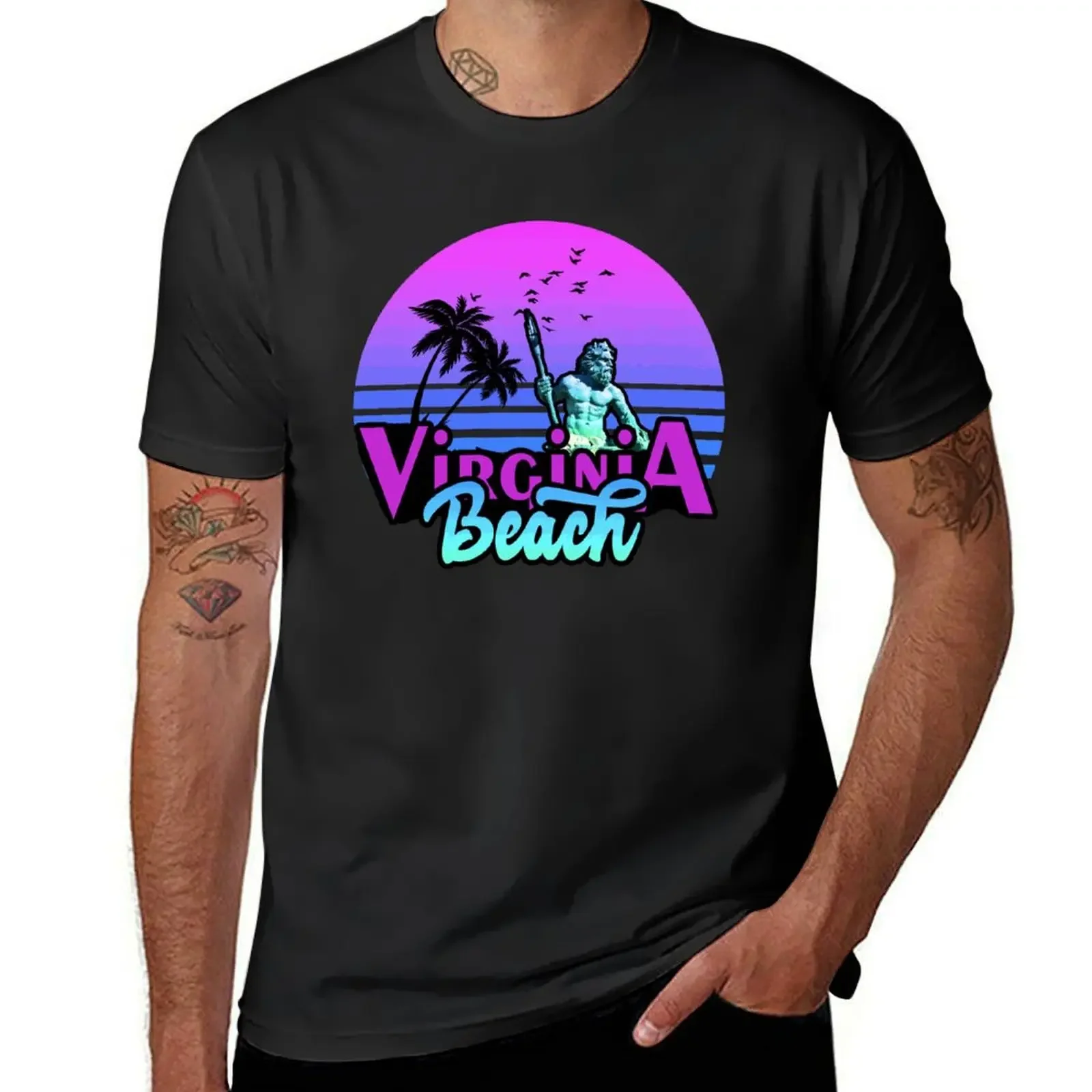 

Virginia Beach King neptune T-Shirt summer tops funny shirt cotton graphic shirts plain black t shirts men