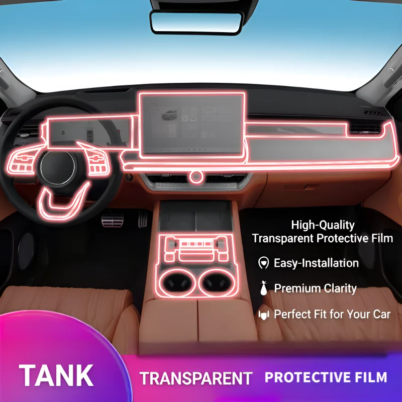 For 22-26 Tank 500 Interior Screen Dashboard Anti-scratch Film Car Accessories Complete Set Interior Invisible Protective Film