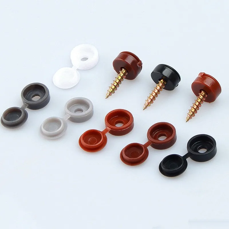 Screw Cap For Wall Furniture Plastic Decorative Nuts Cover Bolts 100pcs Fold Snap Protective Cap Button Hardware Screw Cover