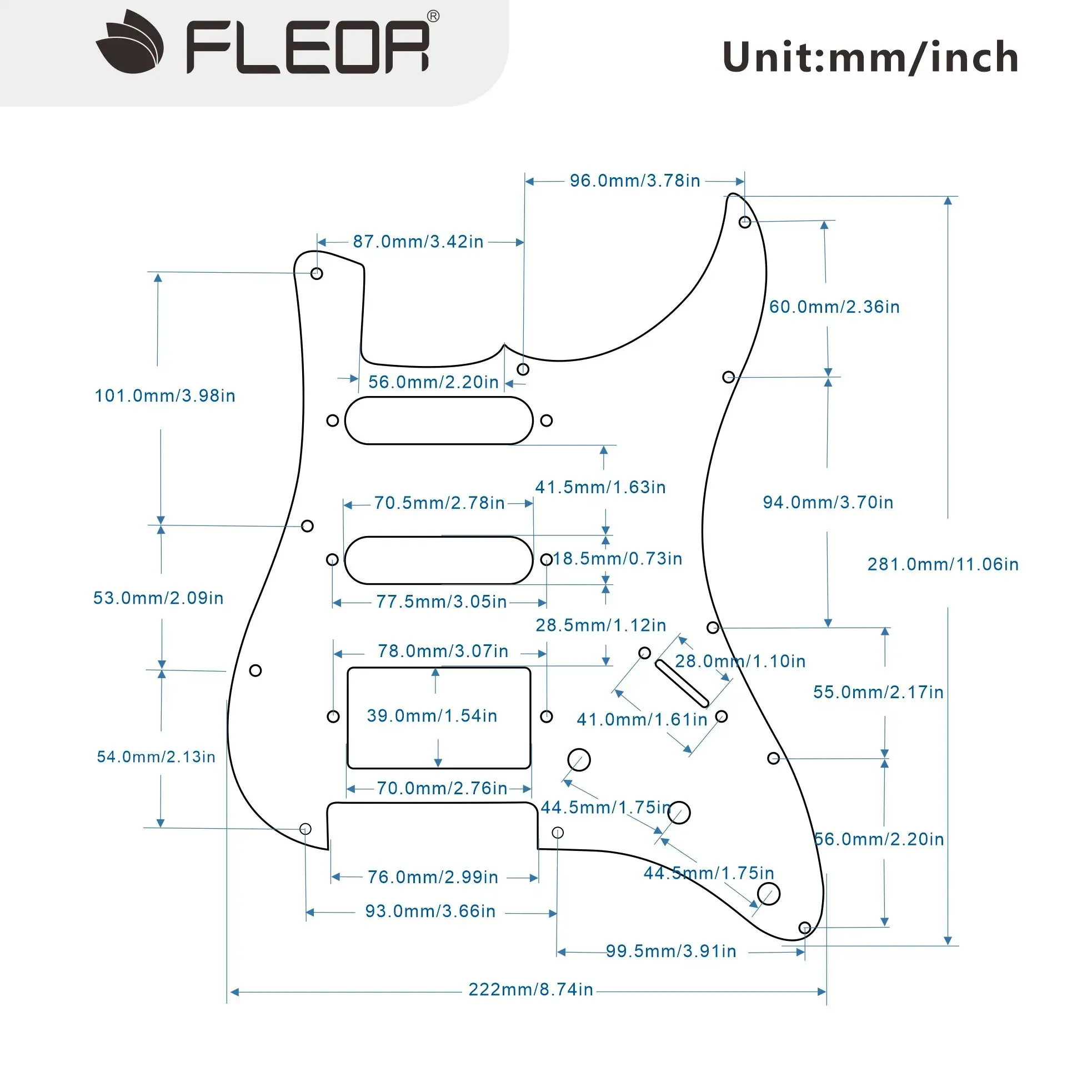 FLEOR 1PCS Celluloid Pearl SSH HSS E-Gitarre Schlagbrett ST 11-Loch Scratch Plate 4PLY + Schrauben – Detail 1