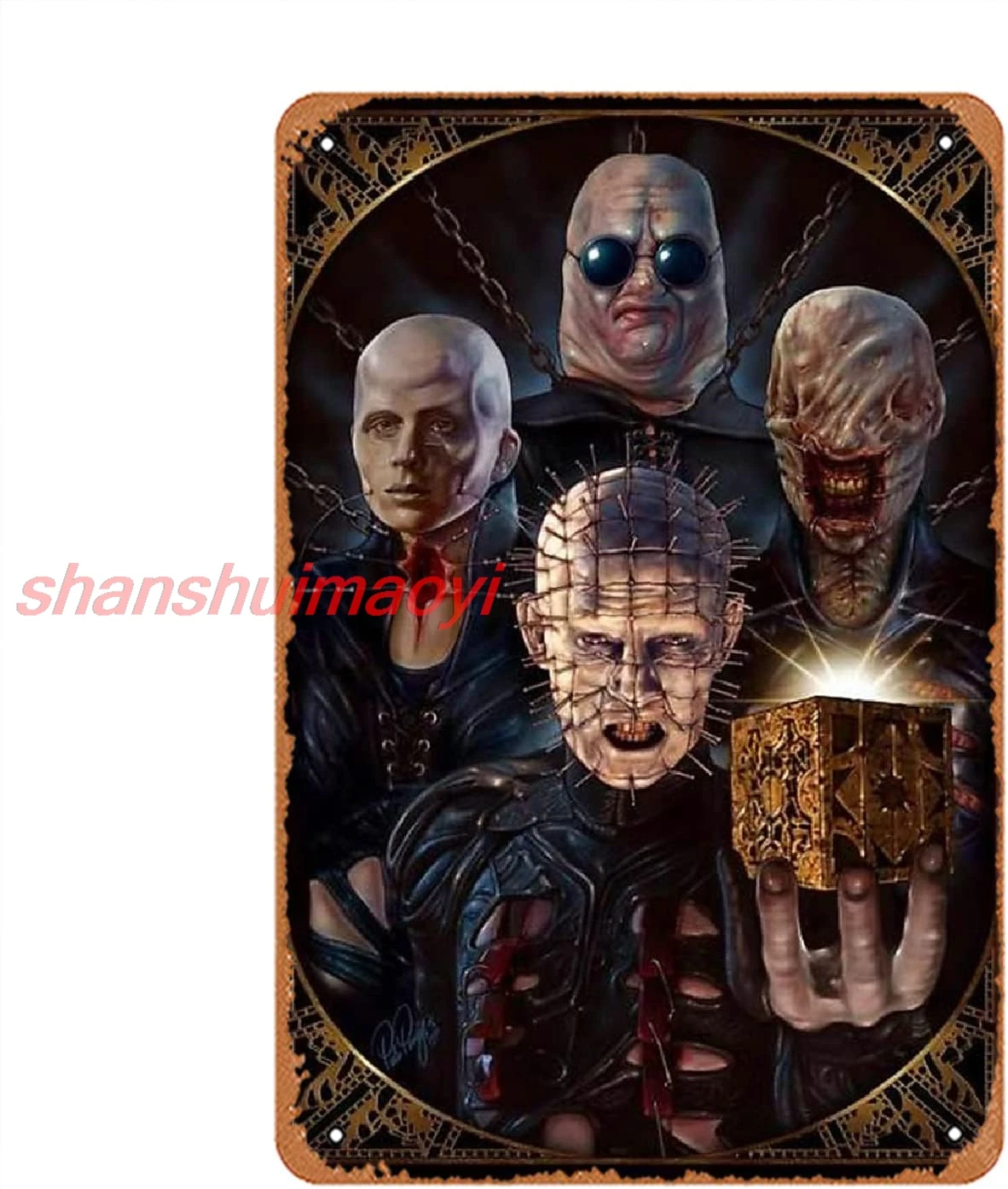 Hellraiser - Cenobite's - Clive Barker Decoration Sign for Home Vintage Metal Sign Plaque Metal Funny Tin Sign 8x12 Inch sign