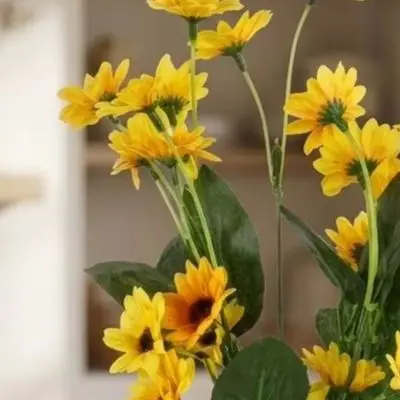 10Pcs Artificial Sunflower Bouquets Silk Fake Flowers With Iron Wire Stems For Home Wedding Party Table Centerpiece Floral Decor