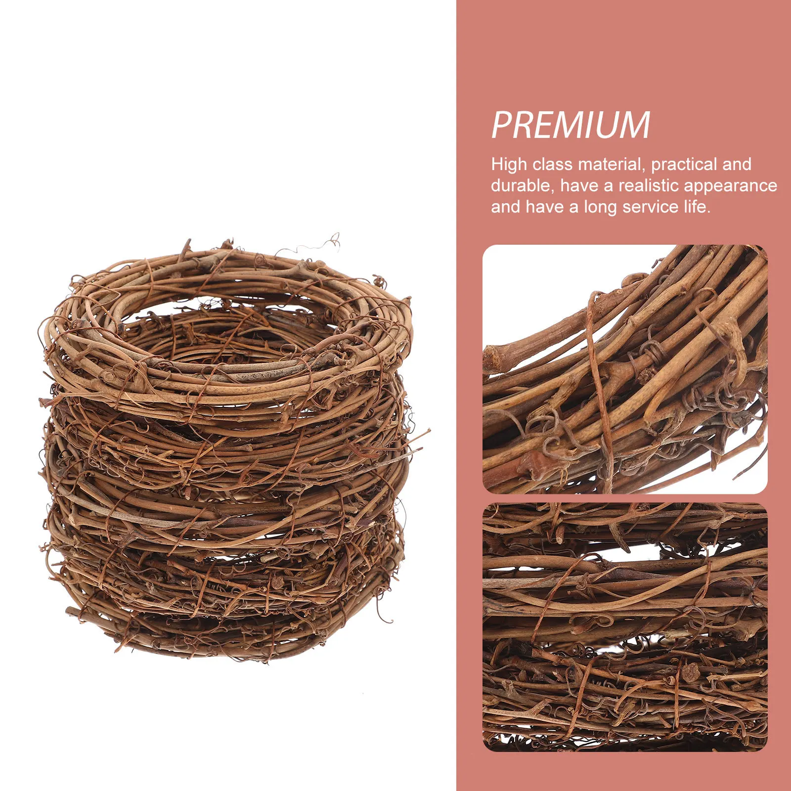 

5Pcs Rattan Wreath Realistic Appearance Round Vine Hoop for DIY Hanging Garland Dreamcatcher Craft Wall Door Decor