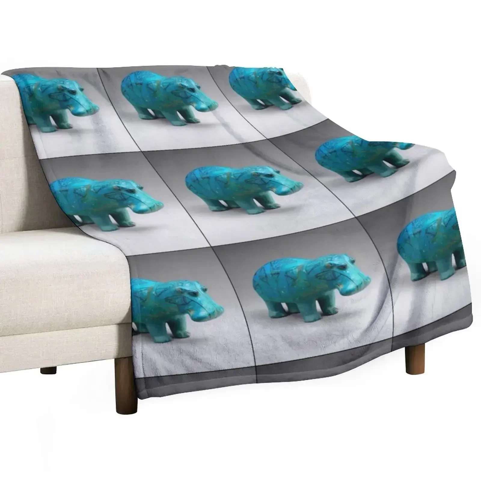 William the Hippo-Ancient Egyptian figurine Throw Blanket sofa bed Flannel Blankets