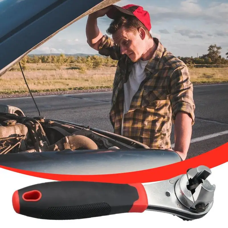 

Long Ratchet Wrench Home Maintenance Gadget Heavy-Duty Adjustable Ratchet Wrench For 6-22mm Screw Maintenance Indoors And