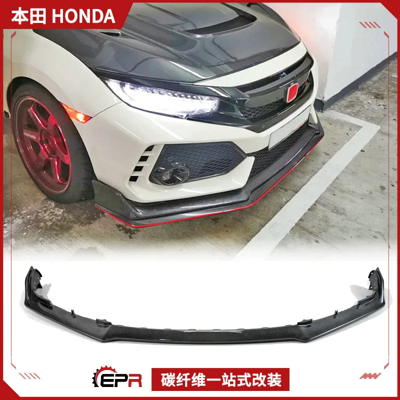 

Подходит для Honda Type R Civic FK8, оригинальная передняя губа из углеродного волокна OE, передняя лопата, передняя планка, подбородок, передняя сумка