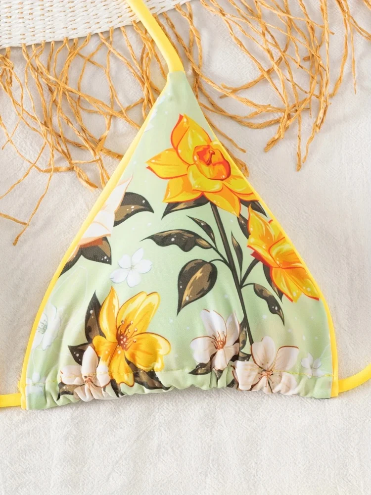 Bikini donna costume da bagno 2026 nuova stampa floreale halter bikini set sexy pizzo costumi da bagno estate due pezzi costume da bagno da spiaggia femminile