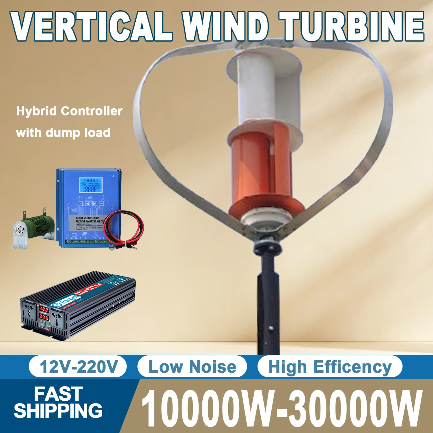 

230V Free Energy 10000W 20000W Vertical Axis Permanent Wind Turbine 48V 96V 110V 120V 220V High Efficiency Maglev Wind Generator